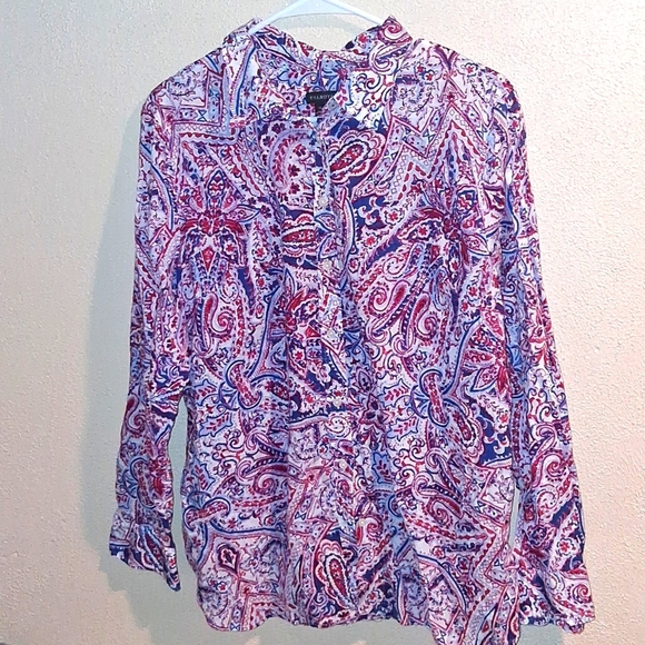Talbots Tops - Talbots Woman Red, White, and Blue Paisley Button Down 100% Cotton XL